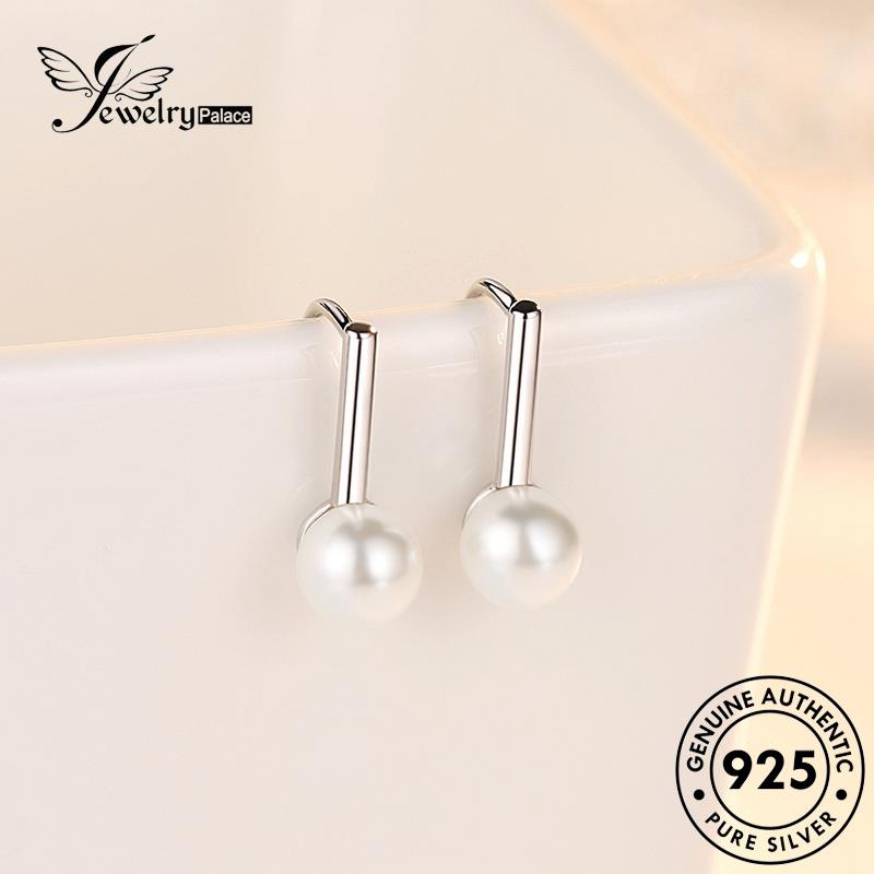 Jewelrypalace Wanita Fashion925Anting Mutiara Kait Asli Raket Perak Tenis E536