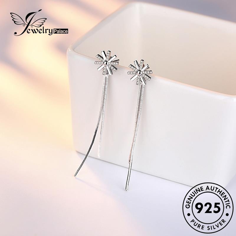 Jewelrypalace Anting Perak Asli Stud Wanita Kepribadian925 Bunga Berlian Moissanite E541