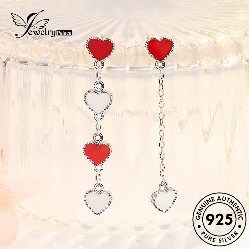 Tempat Perhiasan Wanita Asli925 Stud Lucu Hati Anting Perak E606