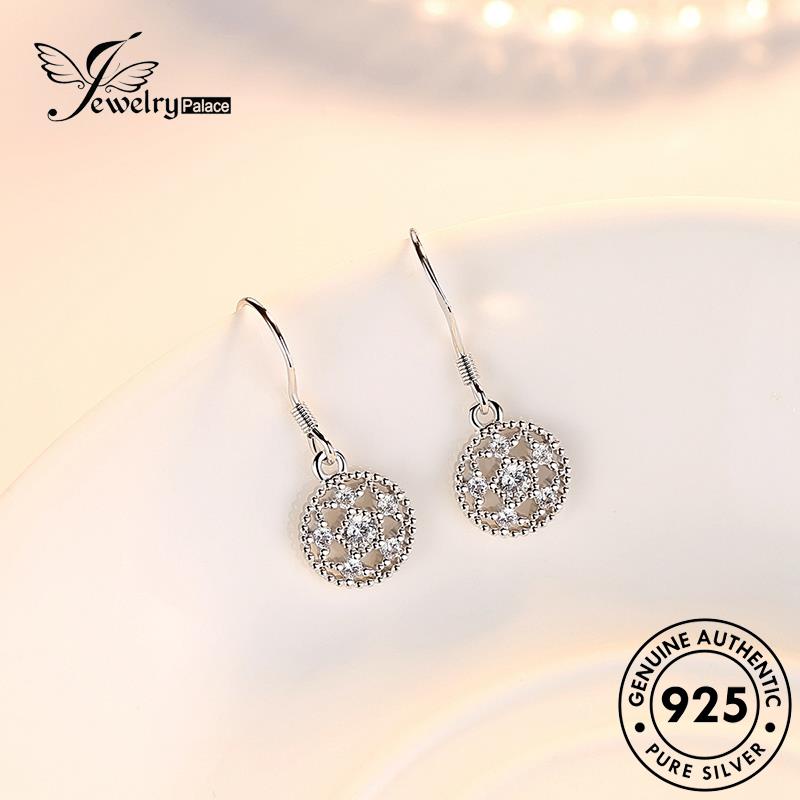 Jewelrypalace Berlian925 Perak Anting Kait Wanita Temperamen Bulat Asli Moissanite E552