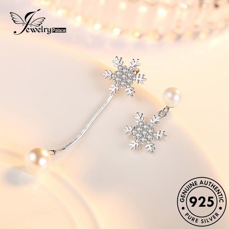 Jewelrypalace Wanita Asli Mutiara Anting Perak Snowflake Creative Stud925 E706