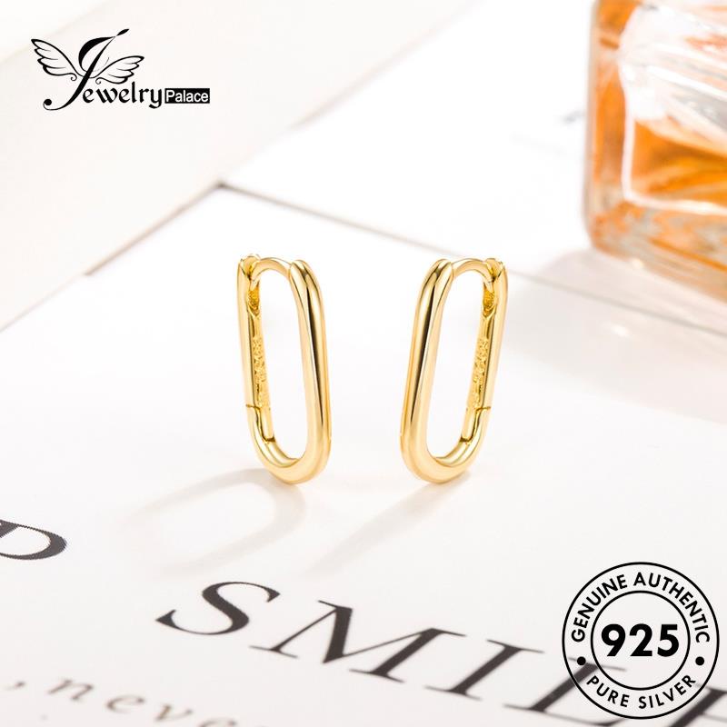 Jewelrypalace Asli Geometri Wanita925 Hoop Hollow Anting Mori Perak Emas E686