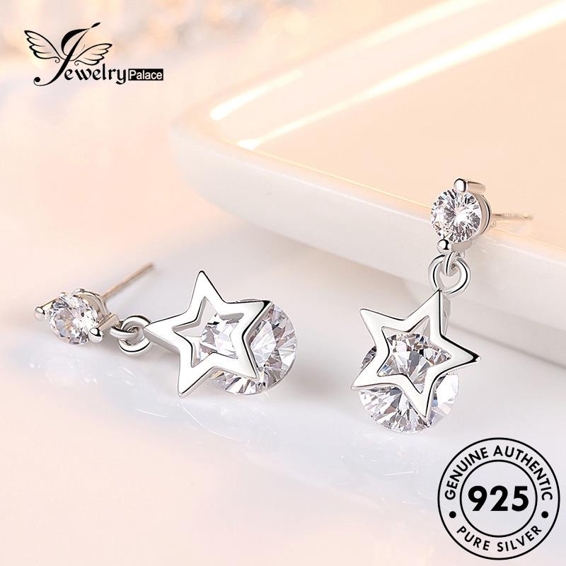 Jewelrypalace Anting Pentagram Asli925 Moissanite Wanita Perak Berlian Abadi Stud E734