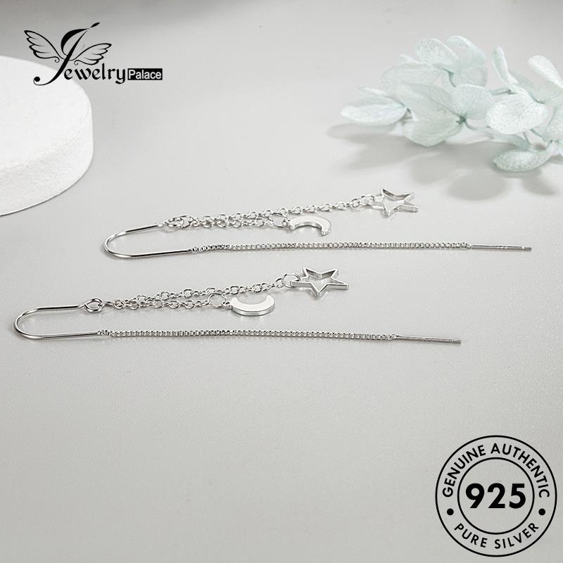 Jewelrypalace Anting Perak925 Anting Drop Moon Wanita Hollow Asli E754