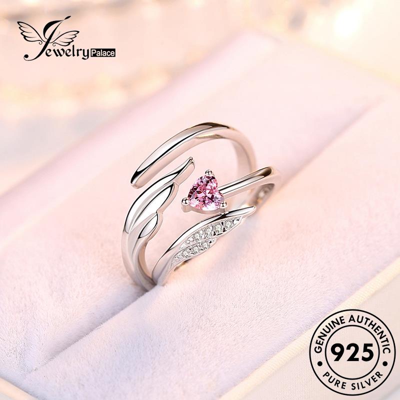 Jewelrypalace Angel Perak925 Fashion Pasangan Sayap Berlian Rings Asli Moissanite R41