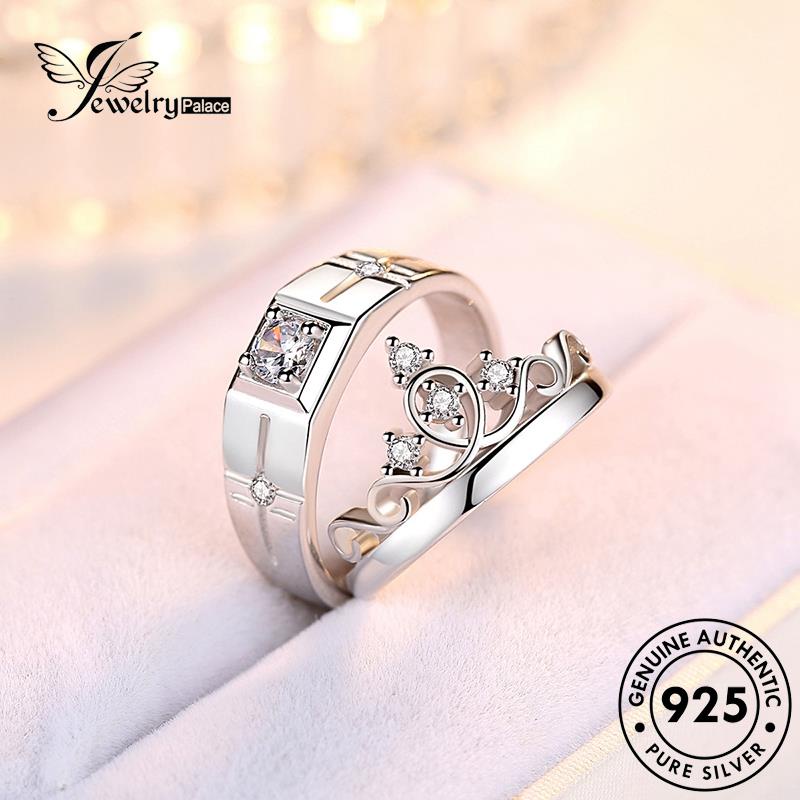 Jewelrypalace 925cincin Moissanite Berlian Perak Asli Couple Fashion Mahkota R45