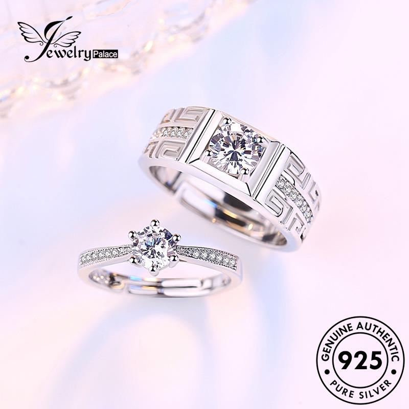 Jewelrypalace Perak925 Cincin Asli Fashion Moissanite Berlian Couple R47