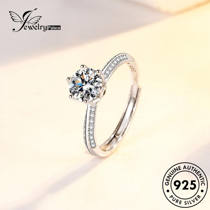 Jewelrypalace Stylish Carat Cincin Moissanite Wanita Satu Perak925 Berlian Asli R132
