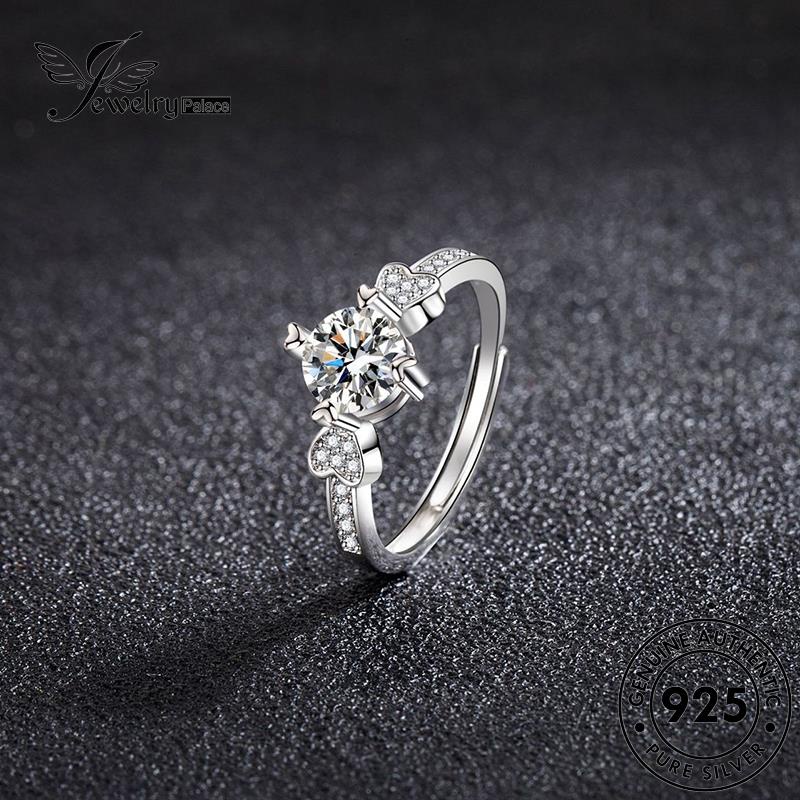 Tempat Perhiasan Wanita Cincin Ganda925 Moissanite Perak Love Fashion Berlian Asli R135