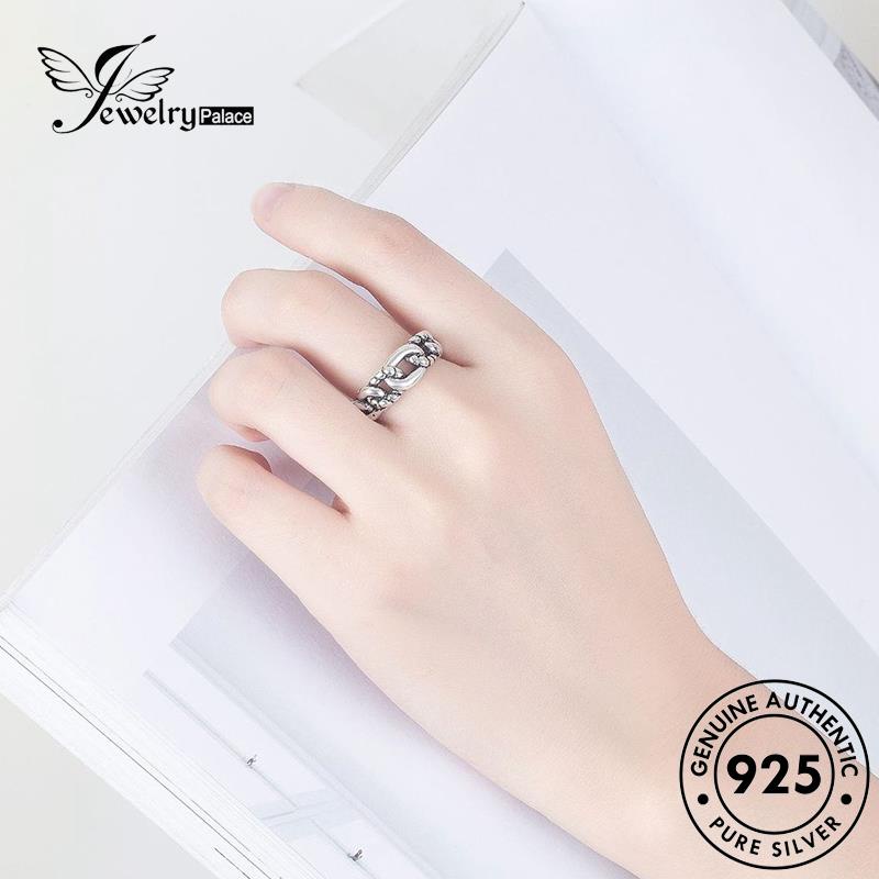 Tempat Perhiasan Wanita Rantai925 Cincin Perak Vintage Asli R293