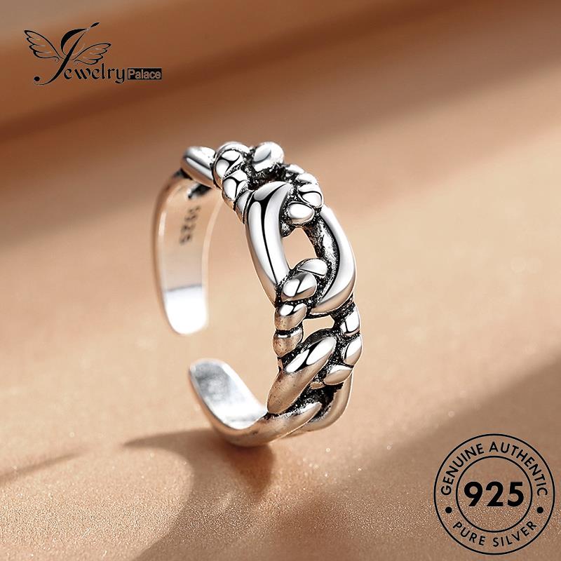 Tempat Perhiasan Wanita Rantai925 Cincin Perak Vintage Asli R293