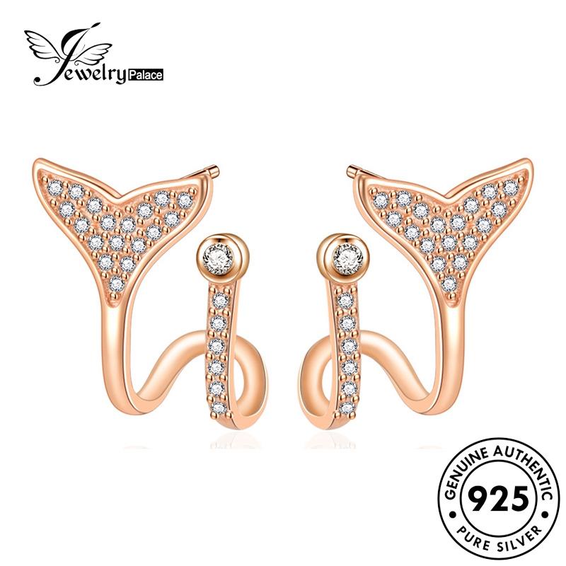 Jewelrypalace Anting Perak Moissanite Berlian Niche Ikan Asli925Wanita Kait Ekor E802