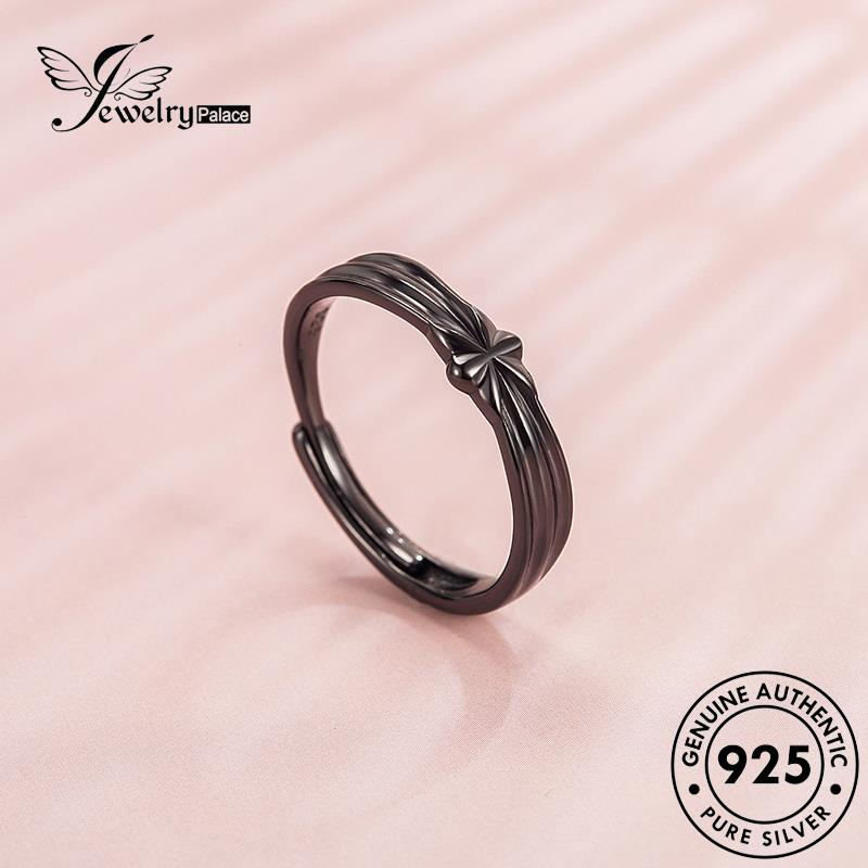 Jewelrypalace 925 Noir Cincin Perak Simple Couple Asli R304