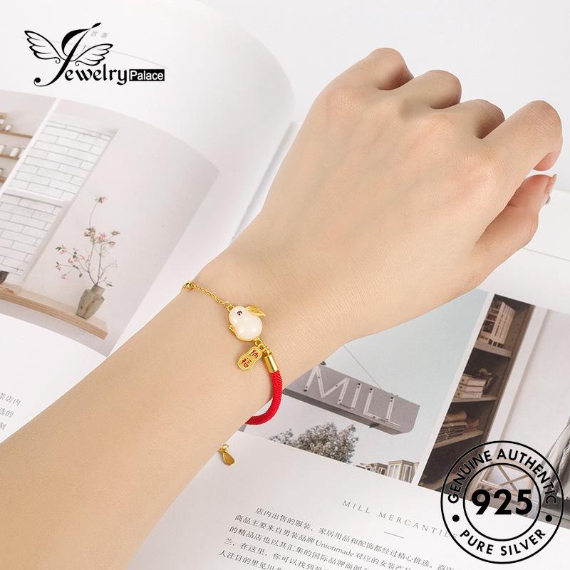 Jewelrypalace Perak925 Asli Giok Kelinci Wanita Good Luck Gelang B240