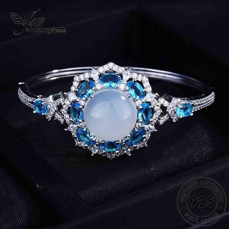 Jewelrypalace Giok Asli Oval Wanita Gelang Perak925 B277