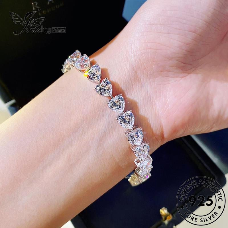 Jewelrypalace Berlian Moissanite925 Wanita Asli Love Gelang Perak B296