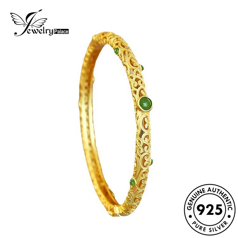 Jewelrypalace Style Gelang Emerald Perak Asli Wanita Sidang925 Emas B304