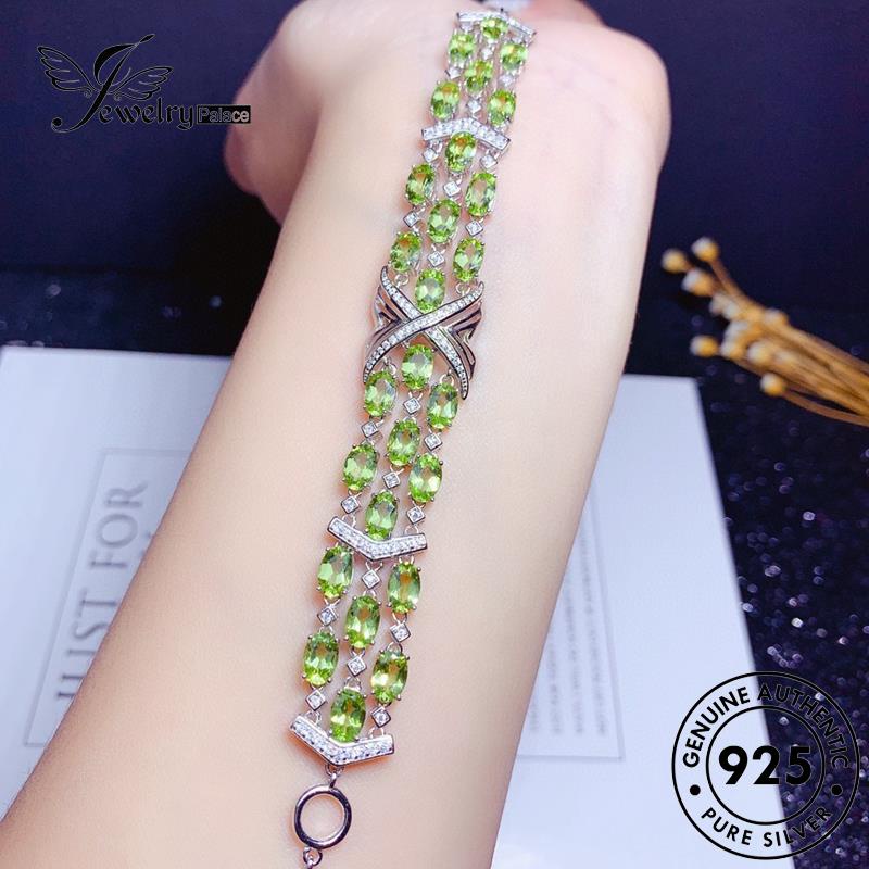 Jewelrypalace Gelang925 Asli Wanita Amethyst Olive Bentuk Perak B519