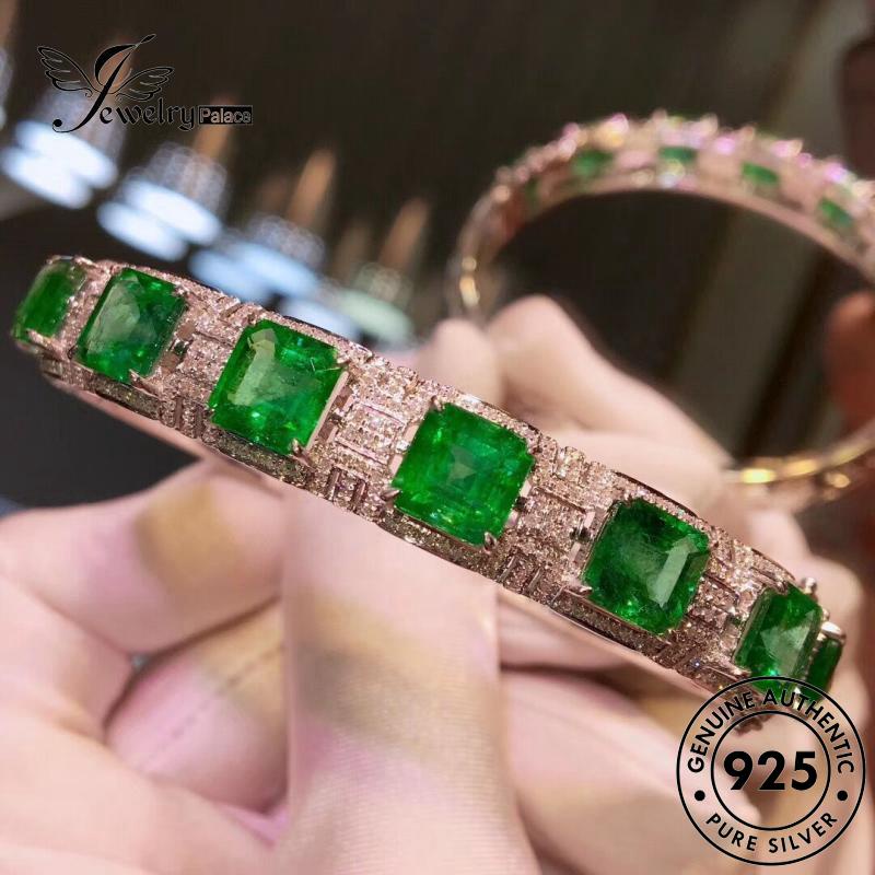 Perhiasantempat Gelang Emerald Perak Wanita Asli Mulia925 B529