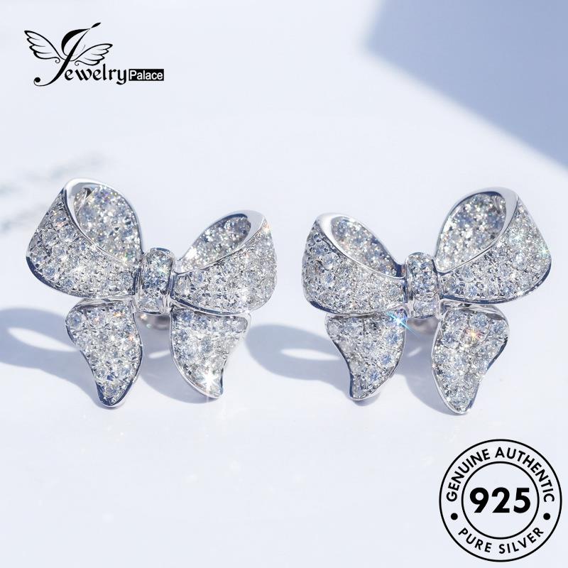 Jewelrypalace Moissanite Dasi925 Anting Wanita Berlian Asli Bow Stud Silver E147