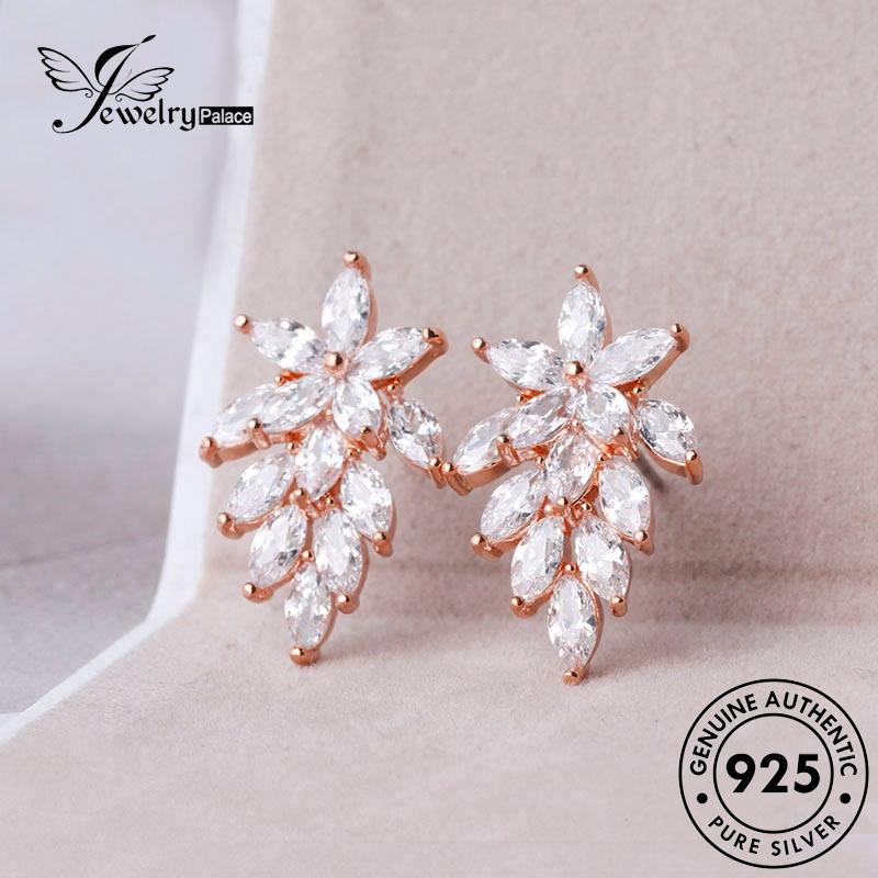 Jewelrypalace Perak Moissanite Wanita Daun Emas Asli Anting Tusuk925 Berlian E157