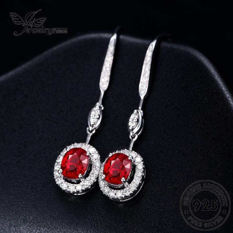 Tempat Perhiasan Wanita Kait Ruby925 Oval Perak Anting Asli E233