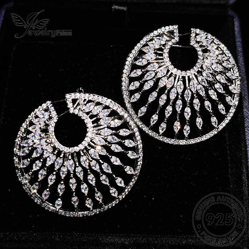 Jewelrypalace925 Berlian Asli Anting Perak Disc Wanita Moissanite Stud E802