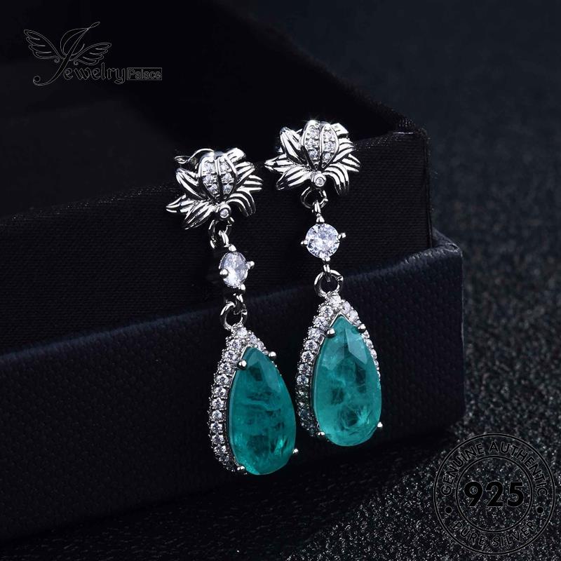 Jewelrypalace Anting Tusuk Wanita925 Oval Asli Aquamarine Perak E825