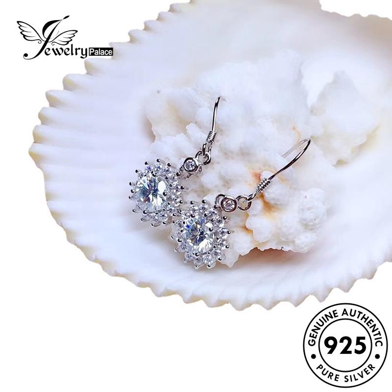 Jewelrypalace Anting Perak Snowflake Moissanite925 Wanita Kait Berlian Asli E863