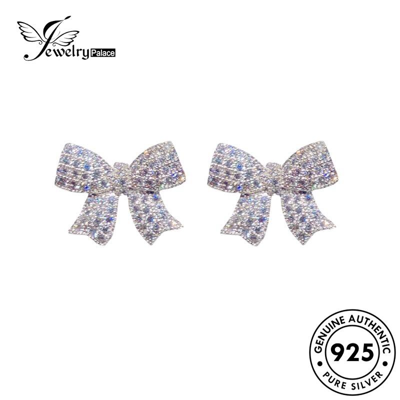 Jewelrypalace Perak Asli Berlian Busur925 Stud Wanita Moissanite Anting Dasi E876