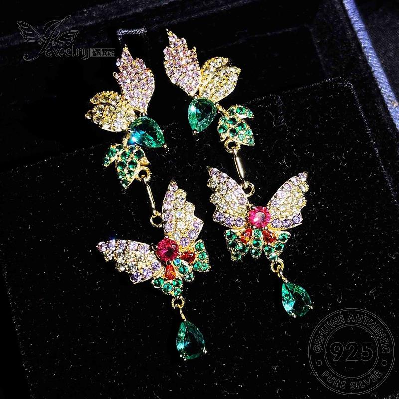 Jewelrypalace Butterfly Asli925 Berlian Perak Pink Gold Anting Wanita Stud Kristal E828