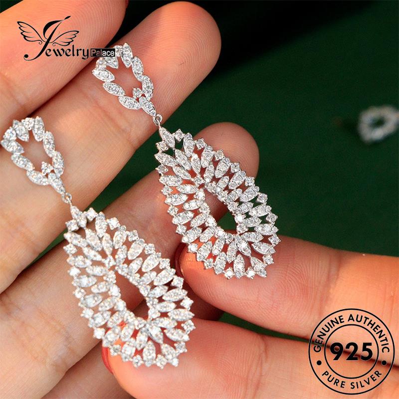 Jewelrypalace Berlian Asli Anting925 Moissanite Perak Stud Drop Shape Wanita E902