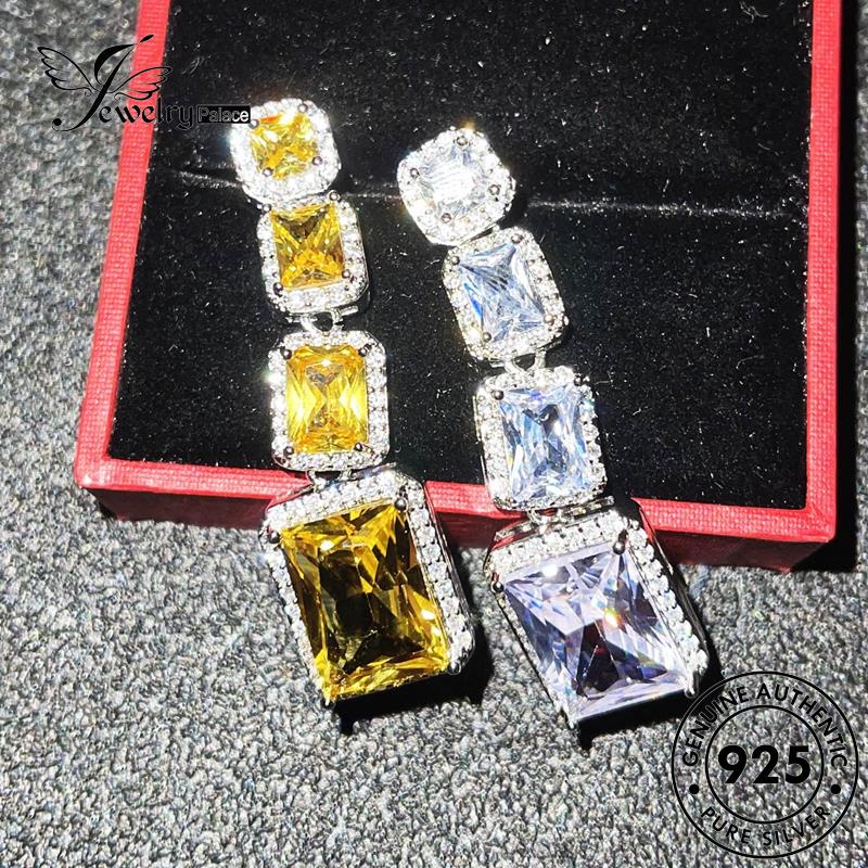 Jewelrypalace Citrine Anting Tusuk Kolom Perak Wanita Asli925 Kotak E918