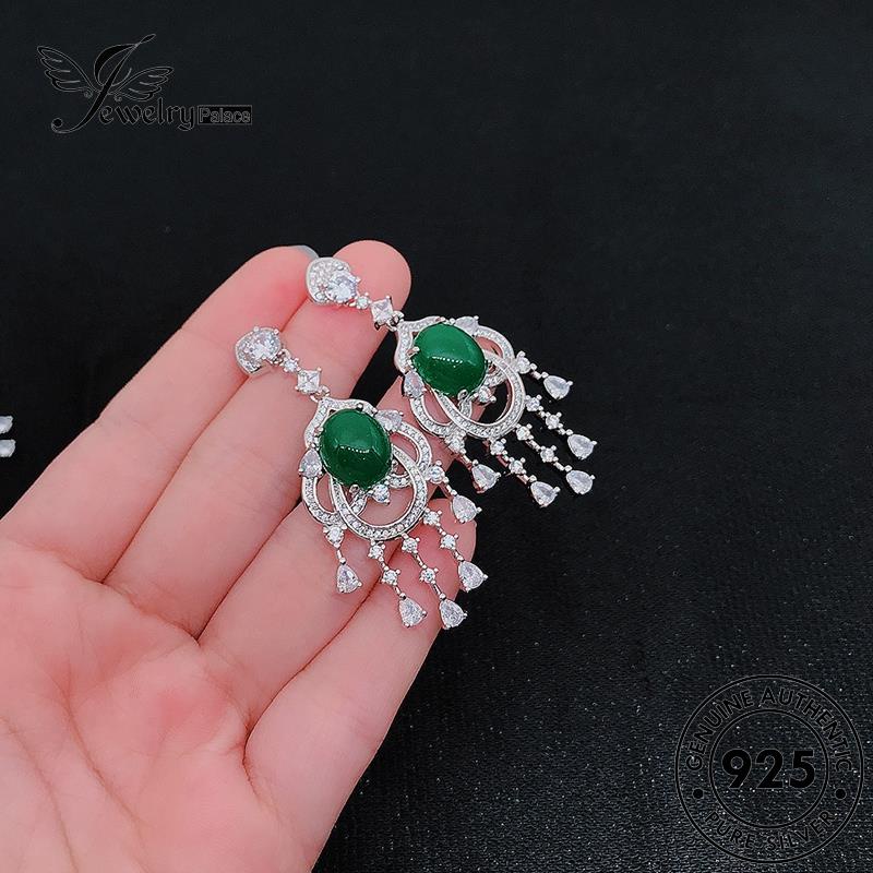 Jewelrypalace Jade Oval925 Anting Perak Asli Wanita Stud E963
