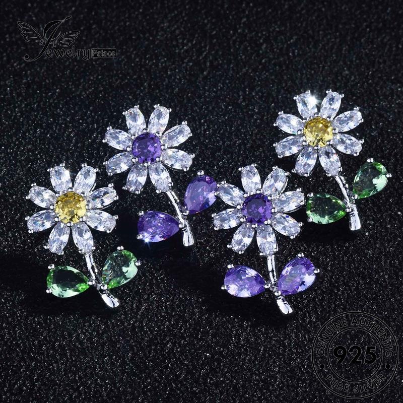 Perhiasantempat Wanita Daisy Asli Citrine Earrings Little925 Stud Perak E1073