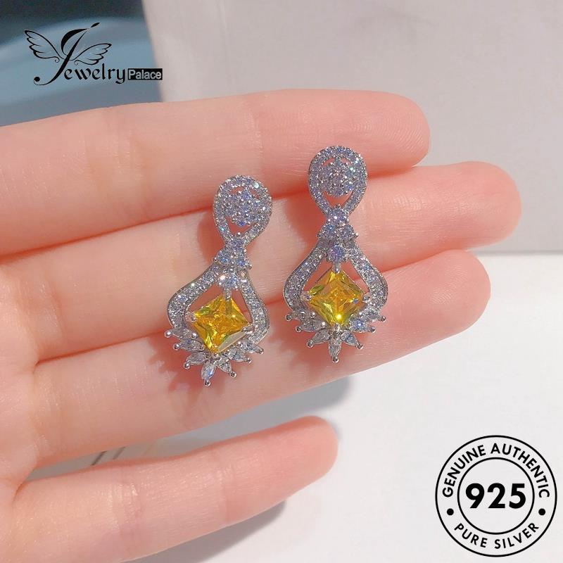 Jewelrypalace Anting Perak Citrine Wanita Stud Kotak925 Asli E1056