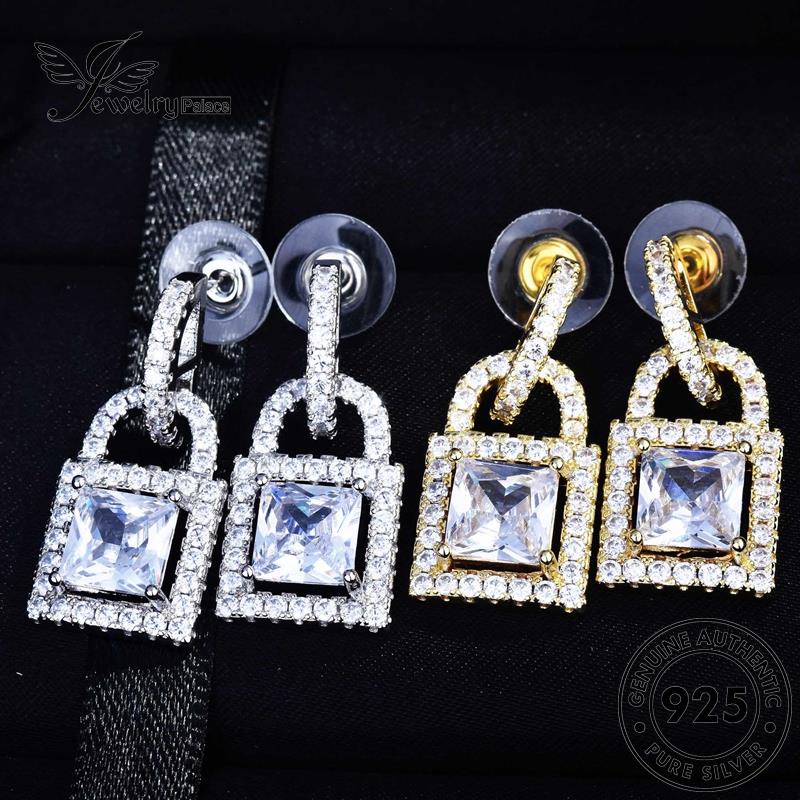 Jewelrypalace Anting Emas Persegi Moissanite Perak Tusuk Berlian Wanita Asli925 E1131