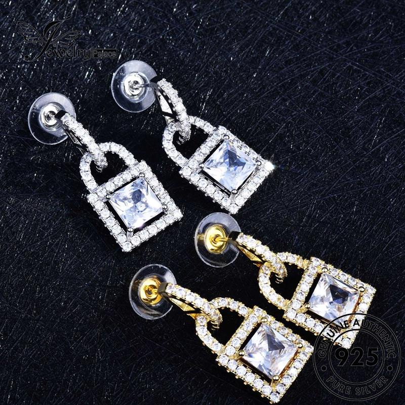 Jewelrypalace Anting Emas Persegi Moissanite Perak Tusuk Berlian Wanita Asli925 E1131