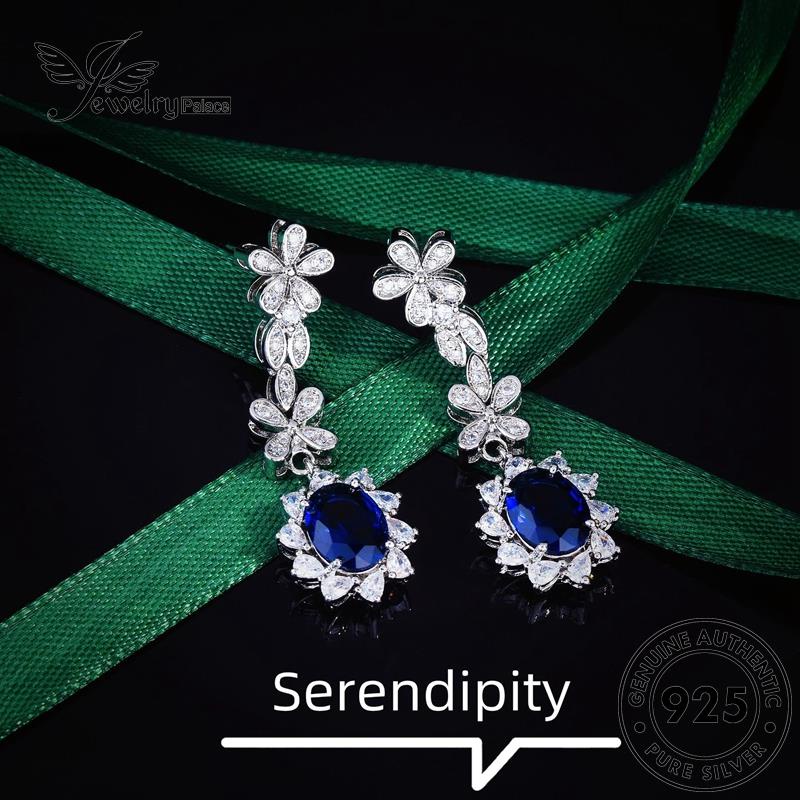 Jewelrypalace Wanita925 Bunga Anting Tusuk Sapphire Matahari Perak Asli E1216