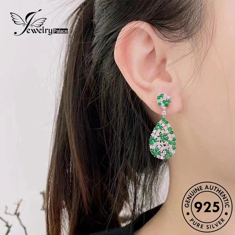 Jewelrypalace Shape Anting Perak Asli Emerald925 Stud Wanita Pear E1218