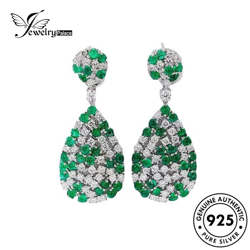 Jewelrypalace Shape Anting Perak Asli Emerald925 Stud Wanita Pear E1218