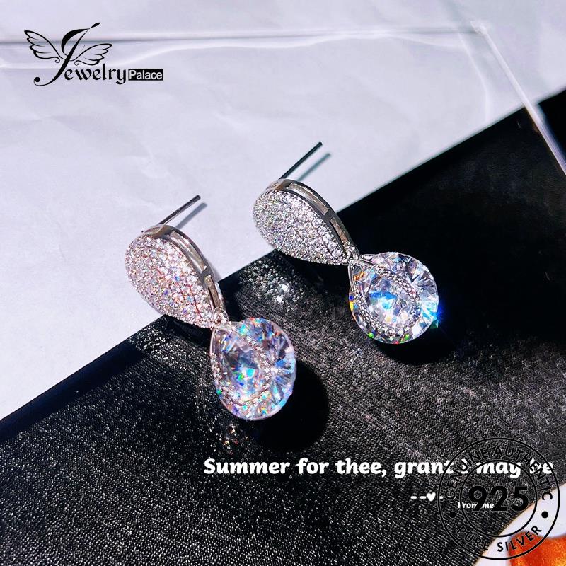 Jewelrypalace Anting Perak Drop Berlian Moissanite Wanita Bentuk Stud925Asli E1220