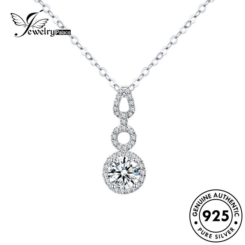 Jewelrypalace Asli925 Berlian Fashion Kalung Perak Moissanite Bulat Wanita N113