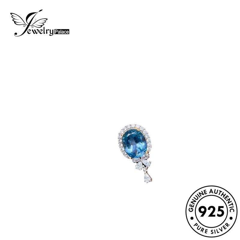 Jewelrypalace Anting925 Asli Sapphire Wanita Stud Oval Perak E1302