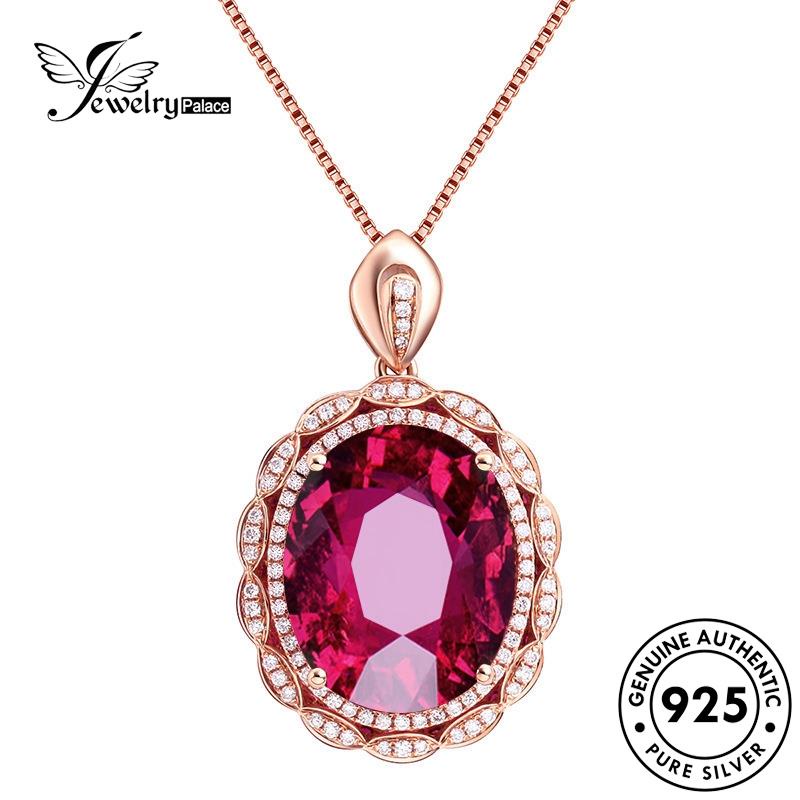 Jewelrypalace Ruby Kalung Emas Telur Asli925Bentuk Wanita Fashionable Perak N325