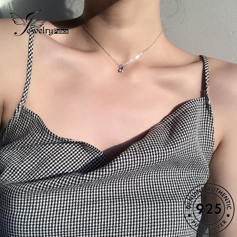 Jewelrypalace Perak Wanita Berujung Lima Fashion Bintang Asli Berlian Kalung Moissanite925 N362