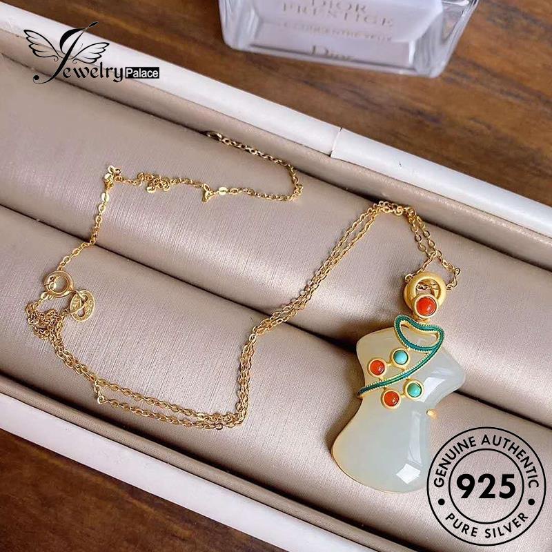 Jewelrypalace Cheongsam Giok Perak Asli925 Wanita Kalung Fashion N434