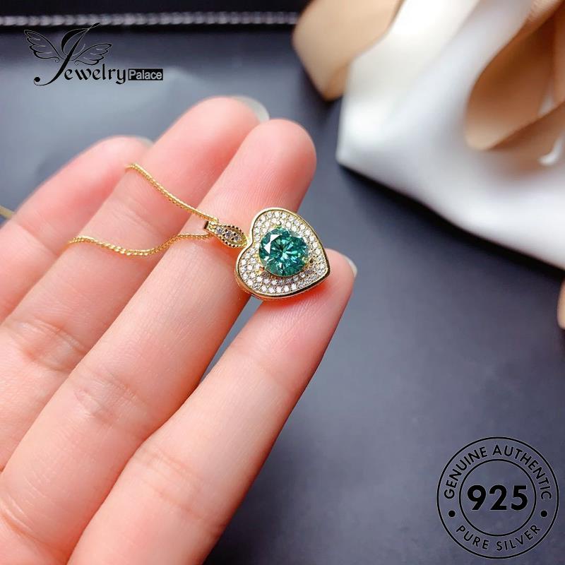 Jewelrypalace Kalung Perak925 Wanita Simple Moissanite Love Berlian Asli N933
