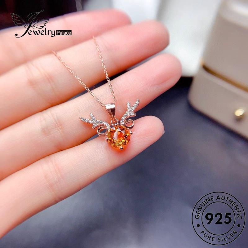 Jewelrypalace Emas Asli Perak Elk Citrine Lucu925 Wanita Kalung N939