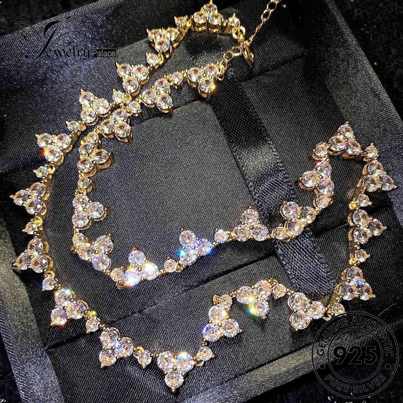 Jewelrypalace Wanita Kalung Emas Asli Moissanite925 Fashion Medali Berlian Perak N943